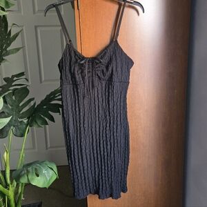 No Boundaries Black Textured Slip Style Dress Large